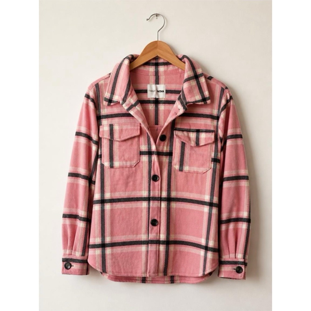 Fashion Nova Pink Shacket Button Down Jacket Size Large
